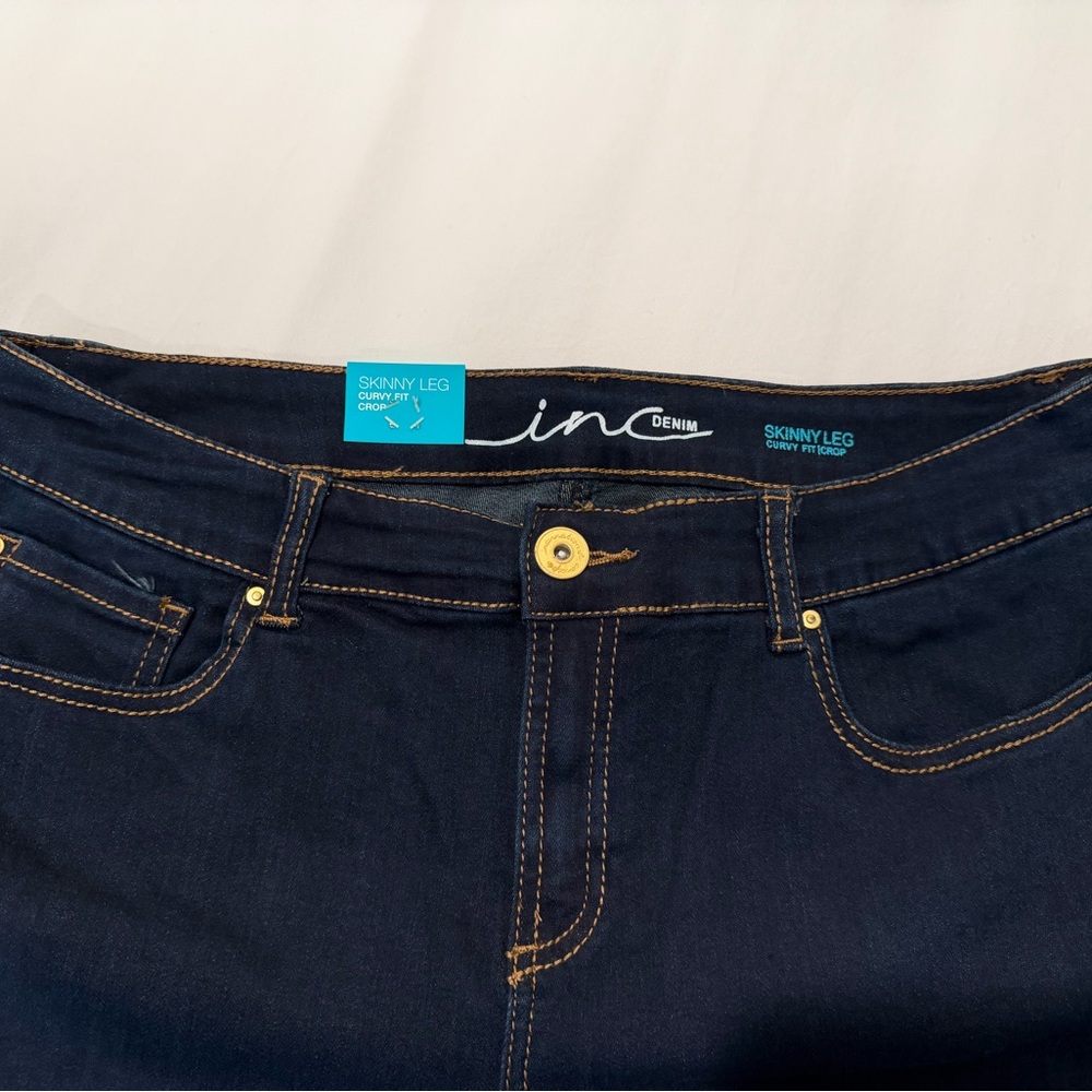 INC International Concepts Dark Blue Women's Curvy Fit Crop Denim size 14 - Picture 5 of 6